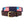 Front view of American Flag Needlepoint Belt with navy blue background and repeating pattern of evenly spaced american flags. Belt has a brass buckle and full grain leather backing and strap.