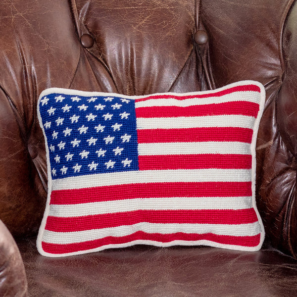 American Flag Needlepoint Pillow