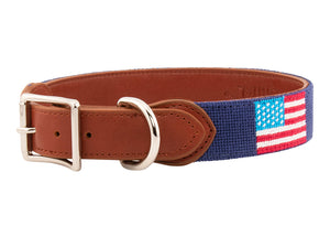 American Flag Needlepoint Dog Collar Sizes available for all dog lovers
