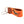 Needlepoint keychain with jungle camouflaged dog against blaze orange background, leather backing, stainless steel key ring, same pattern on both sides