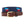 Democrat needlepoint belt with a navy blue background showing a repeating pattern of evenly spaced democrat donkey logos.  Belt has a brass buckle and full grain leather backing and strap.