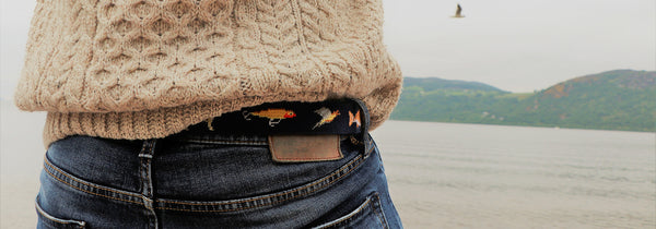 Southern Sportsman Needlepoint Belt themed with hunting fishing boating and many outdoor activities