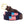 American Flag Needlepoint Belt with navy blue background and repeating pattern of evenly spaced american flags. Belt has a brass buckle and full grain leather backing and strap.