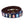 Back view of Beer Can Needlepoint Belt with navy blue background showing a repeating pattern of popular beer cans around the belt. Belt has a brass buckle and full grain leather backing and strap.