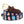 Beer Can Needlepoint Belt with navy blue background showing a repeating pattern of popular beer cans around the belt. Belt has a brass buckle and full grain leather backing and strap.