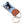 Hand-stitched black Labrador needlepoint keychain showing a black lab on both sides against a light blue background and leather backing.  Stainless steel D-ring and keyring.