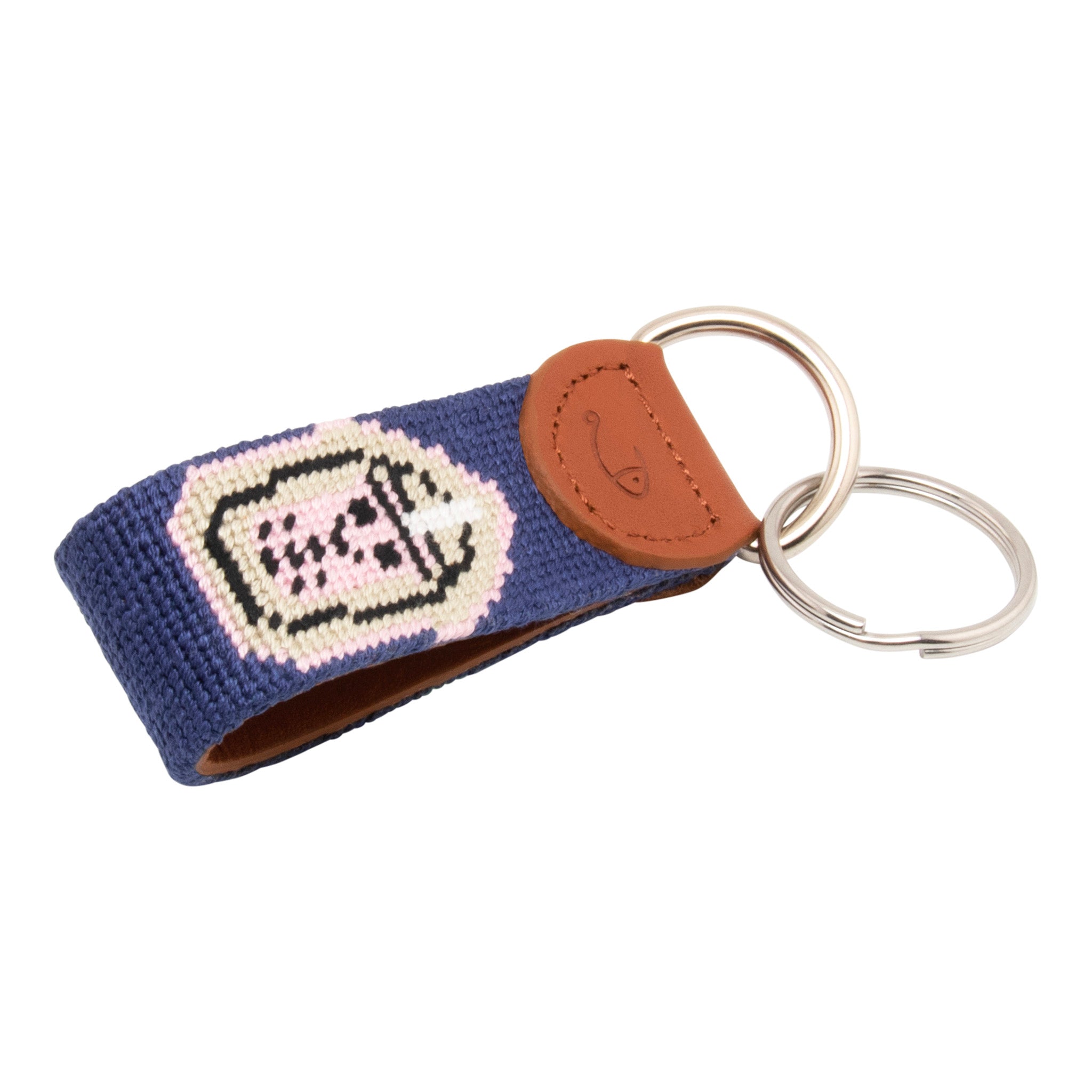 Bubble Tea Needlepoint Key Fob – Hand-stitched needlepoint key fob by Huck Venture
