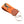 Needlepoint keychain with jungle camouflaged dog against blaze orange background, leather backing, stainless steel key ring, same pattern on both sides