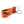 Needlepoint keychain with jungle camouflaged dog against blaze orange background, leather backing, stainless steel key ring, same pattern on both sides