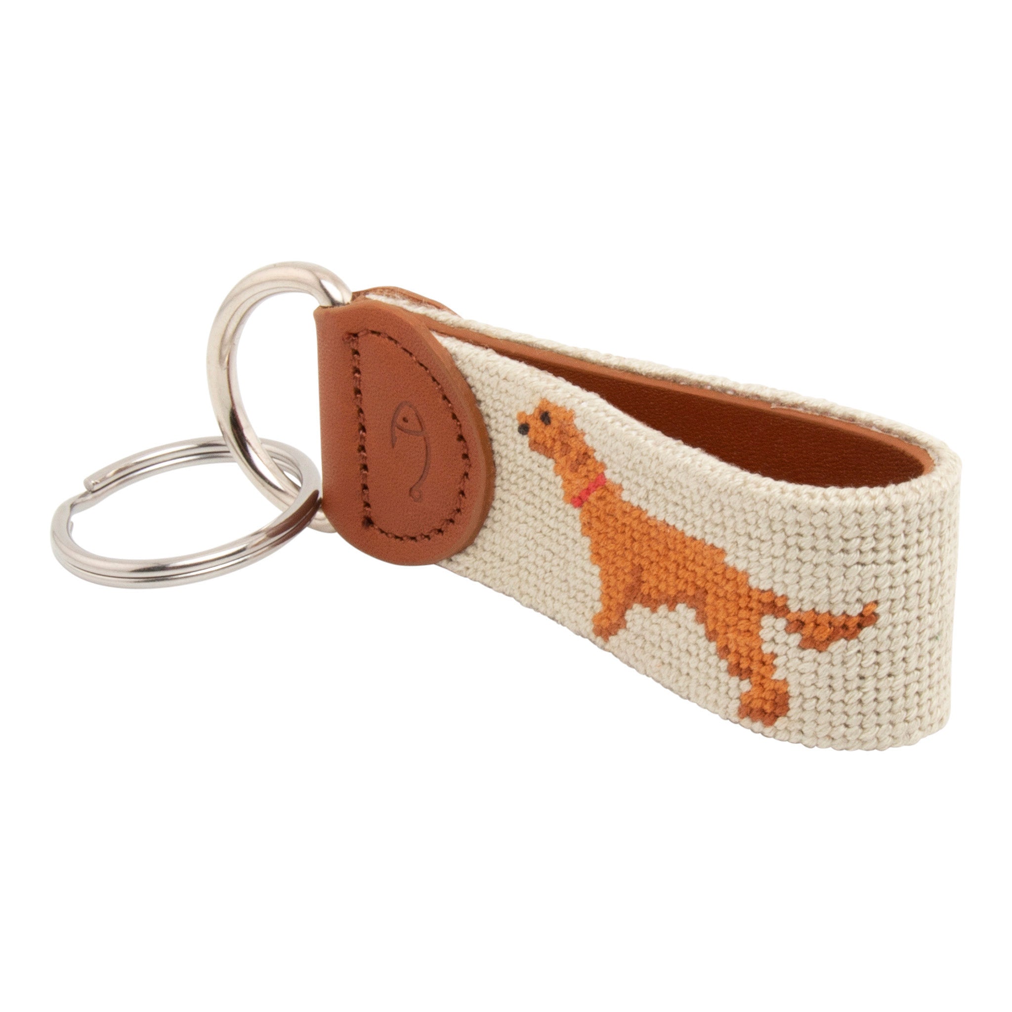 Chocolate Lab Needlepoint Key Fob