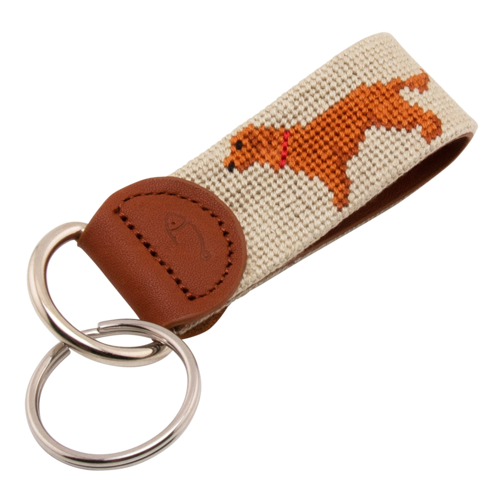 Chocolate Lab Needlepoint Key Fob – Hand-stitched needlepoint key fob by Huck Venture
