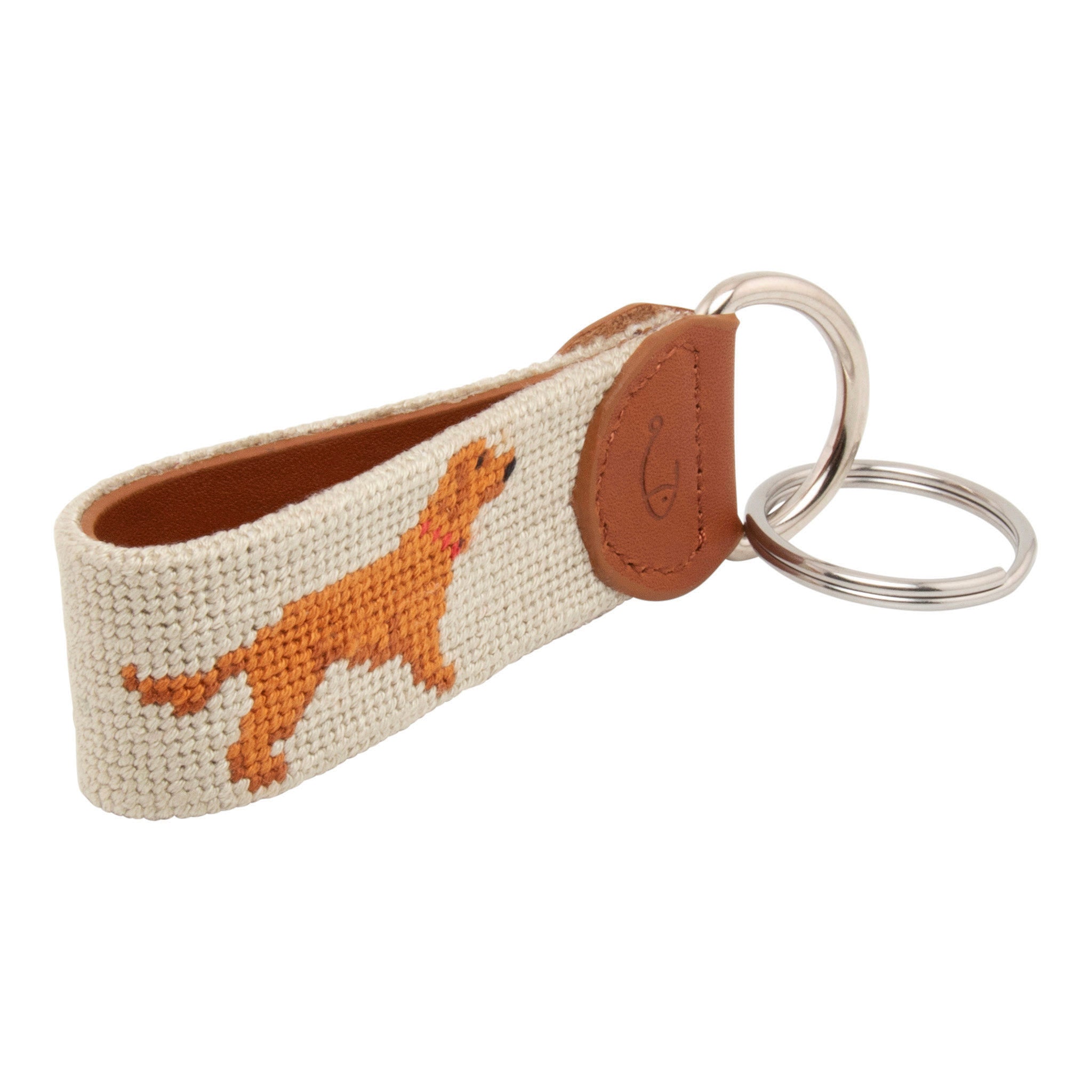 Chocolate Lab Needlepoint Key Fob