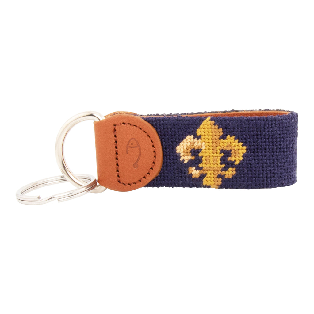Fleur de lis Needlepoint Key Fob