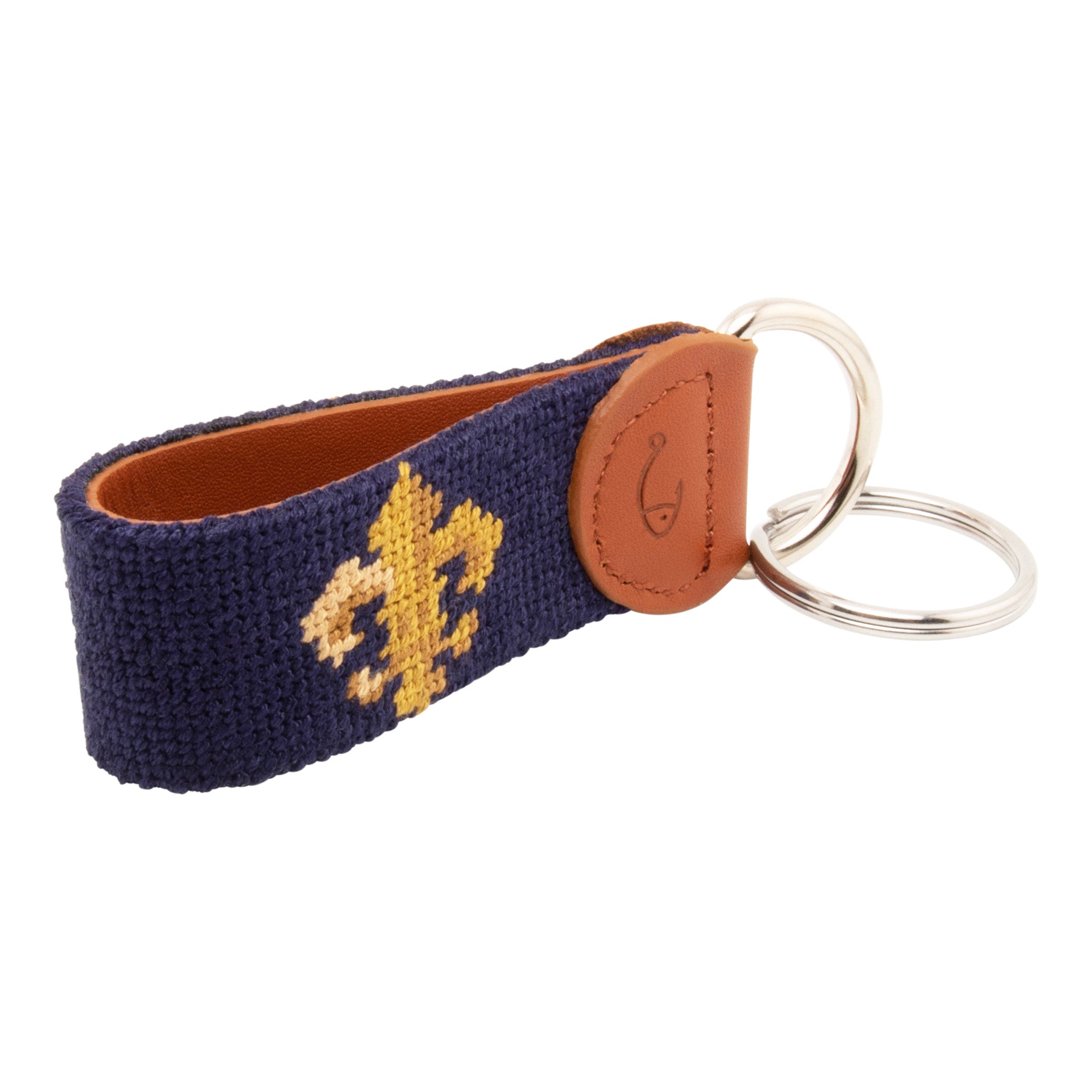 Fleur de lis Needlepoint Key Fob