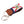 Hand-stitched Florida Flag needlepoint keychain showing the Florida Flag on both sides against a navy blue background and leather backing.  Stainless steel D-ring and keyring.