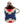 Hand-stitched Gaucho needlepoint keychain showing a red white and blue gaucho pattern on both sides with leather backing.  Stainless steel D-ring and keyring.