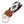 Hand-stitched Gaucho needlepoint keychain showing a red white and blue gaucho pattern on both sides with leather backing.  Stainless steel D-ring and keyring.