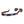 Golden retriever themed needlepoint sunglass strap showing a golden retriever design against a navy blue background with sturdy cotton covered silicone ear connectors and a soft leather backing