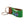 Hand-stitched golfing themed needlepoint keychain showing crossed golf clubs on both sides against a green background and leather backing.  Stainless steel D-ring and keyring.
