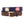 Jockey Silk Needlepoint Belt with navy blue background showing a repeating pattern of colorful racing jockey silks and cap. Belt has a brass buckle and full grain leather backing and strap.