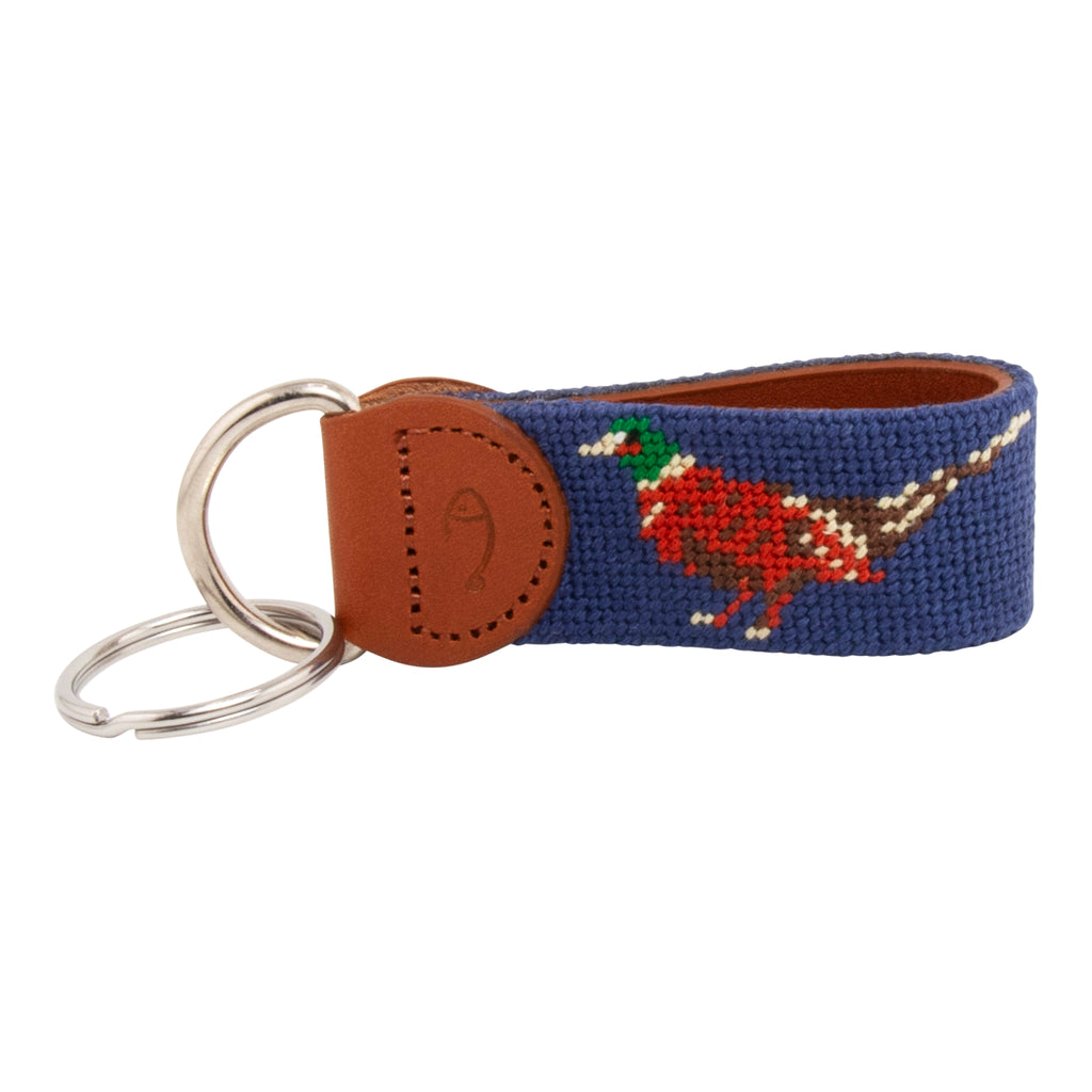 Pheasant Needlepoint Key Fob