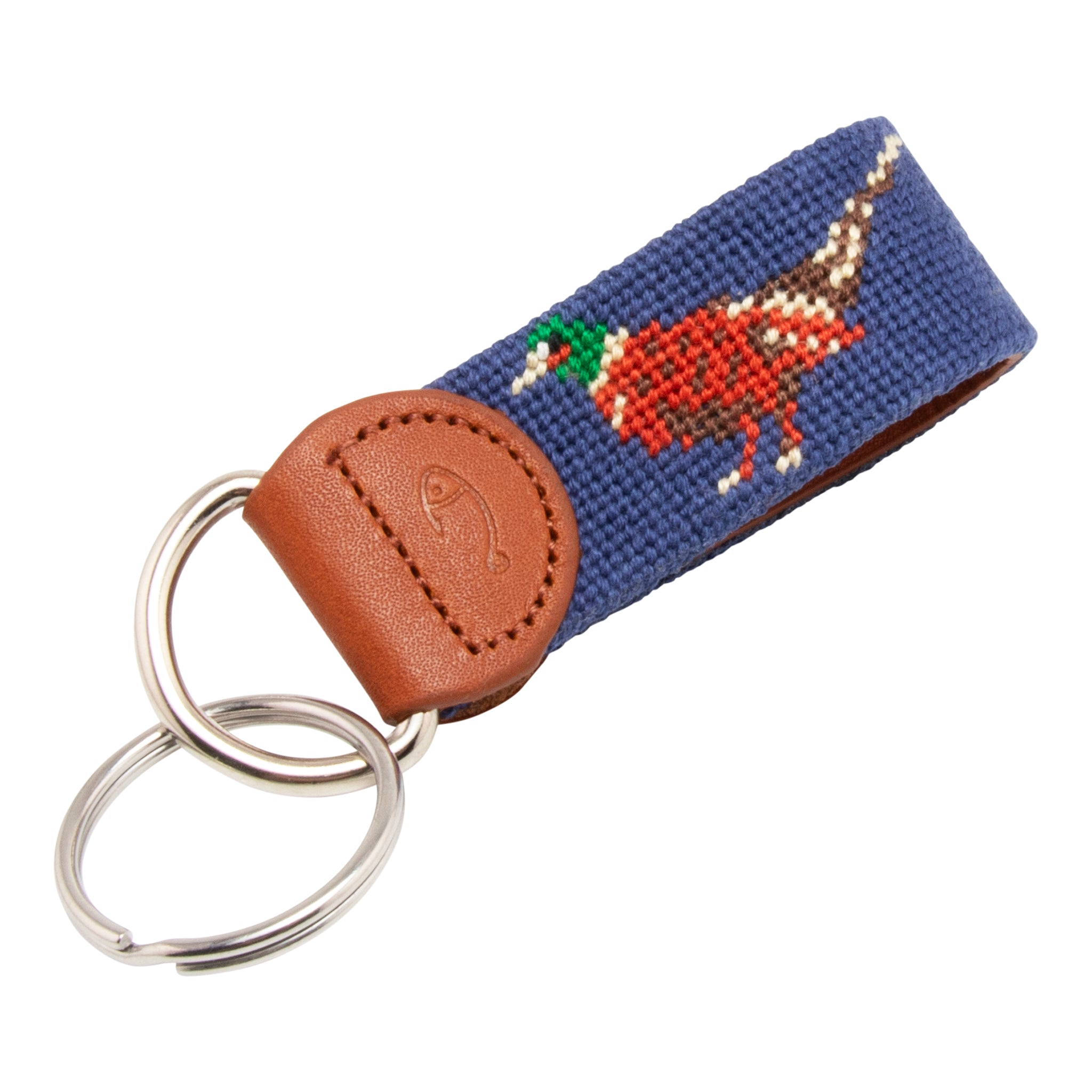 Pheasant Needlepoint Key Fob