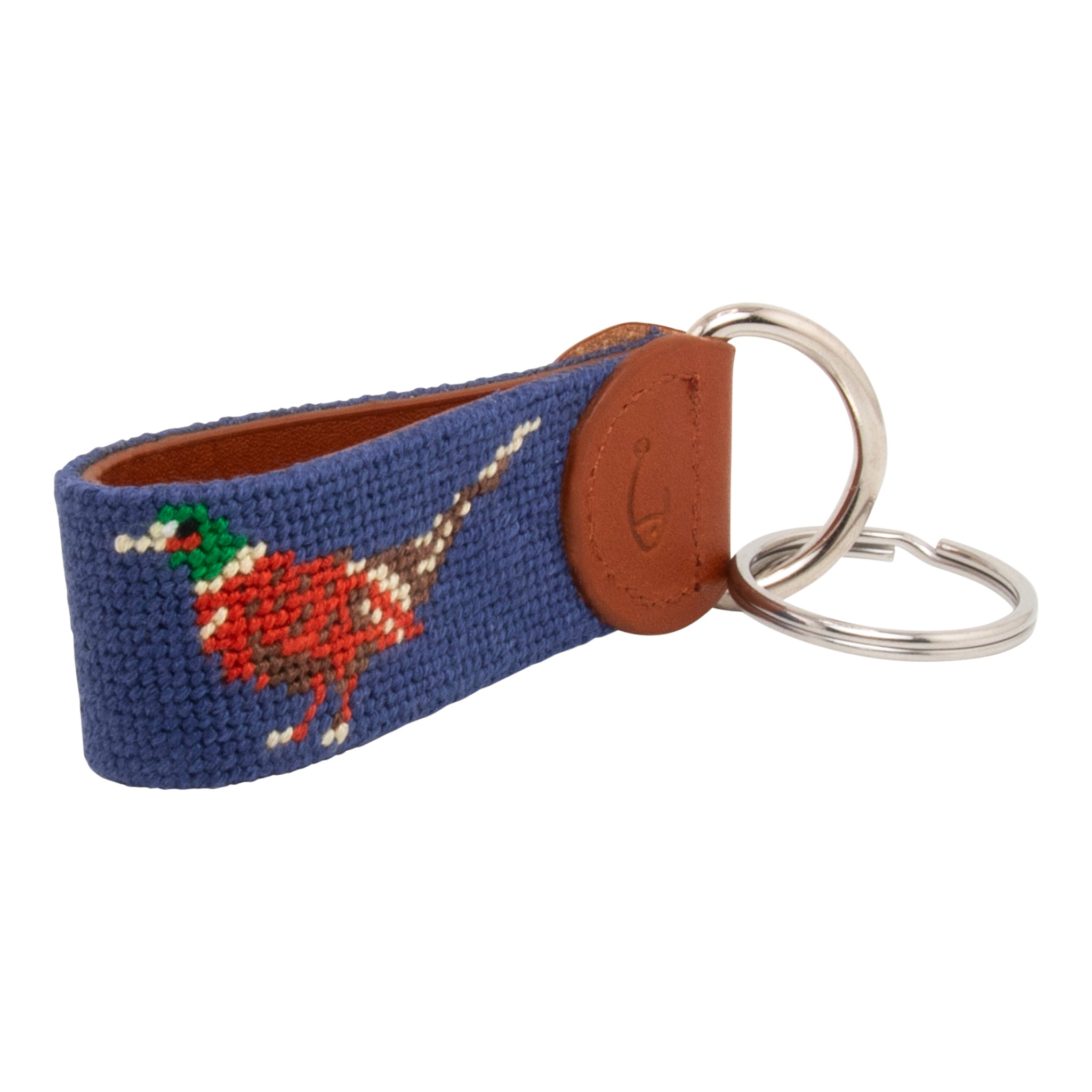 Pheasant Needlepoint Key Fob