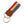 Hand-stitched rainbow needlepoint keychain showing a rainbow pattern on both sides and leather backing.  Stainless steel D-ring and keyring.
