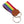 Hand-stitched rainbow needlepoint keychain showing a rainbow pattern on both sides and leather backing.  Stainless steel D-ring and keyring.