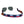 Hand-stitched republican needlepoint sunglass strap showing a republican elephant against a navy blue background with sturdy cotton covered silicone ear connectors and a soft leather backing
